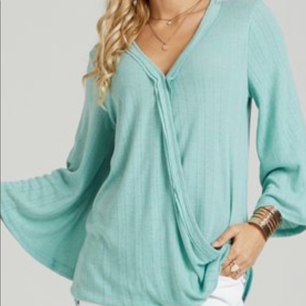 Mint green wrap top 1X